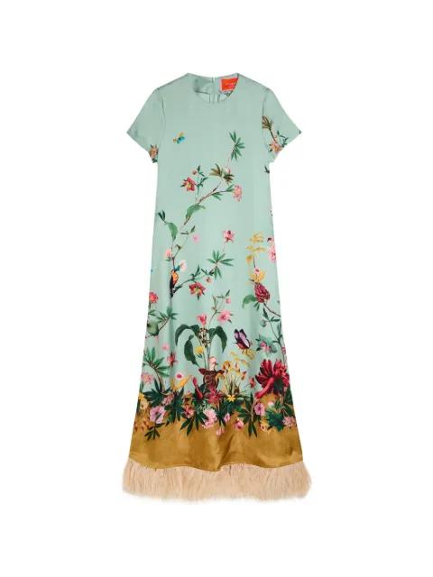 floral-print fringed maxi dress by LA DOUBLEJ