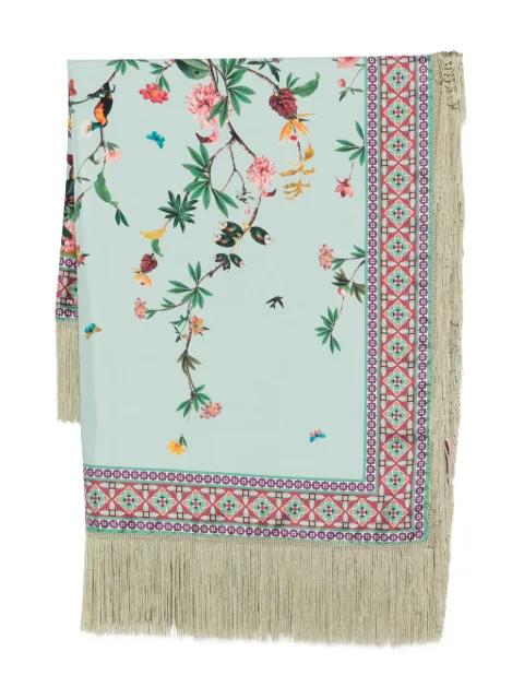 floral-print fringed scarf by LA DOUBLEJ