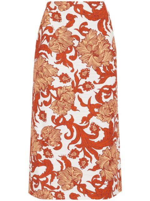 floral-print high-waisted pencil skirt by LA DOUBLEJ