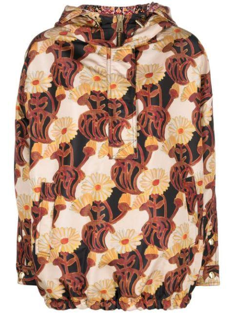 floral print hoodied jacket by LA DOUBLEJ