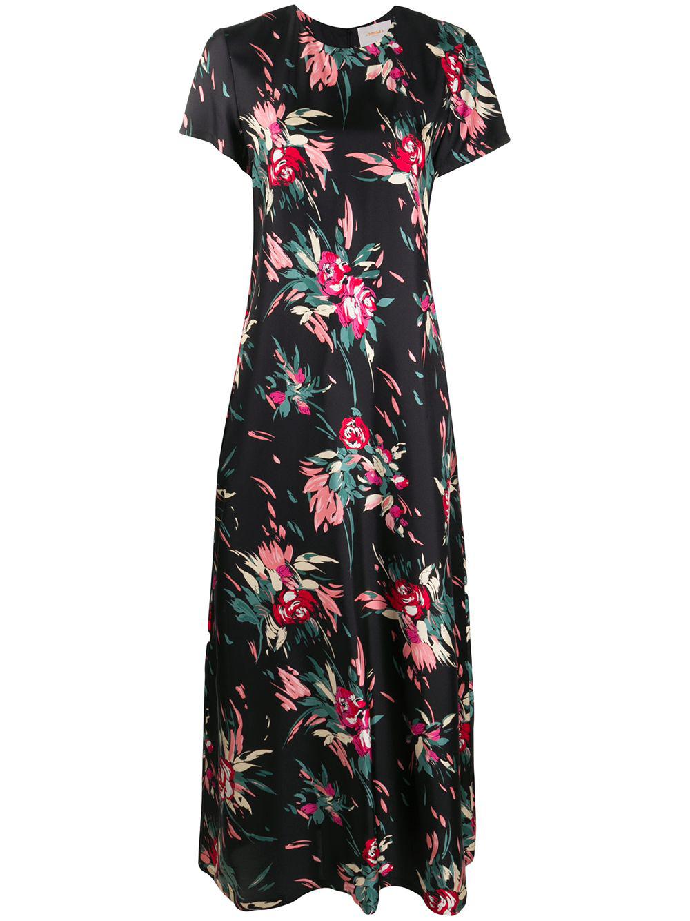 floral print long silk dress by LA DOUBLEJ