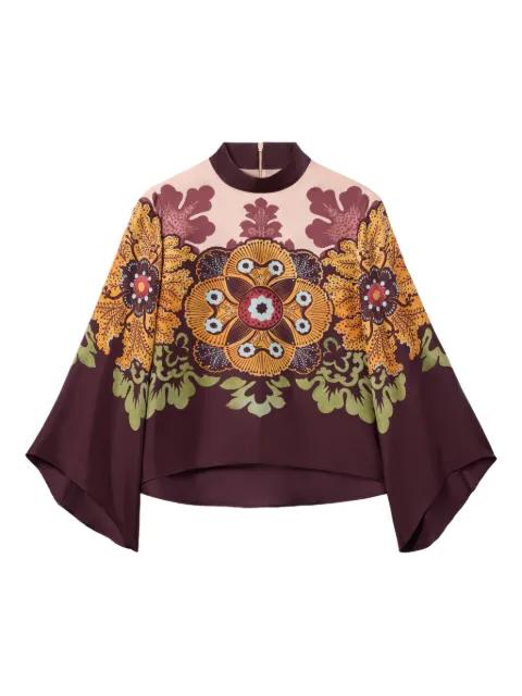 floral-print long-sleeve blouse by LA DOUBLEJ