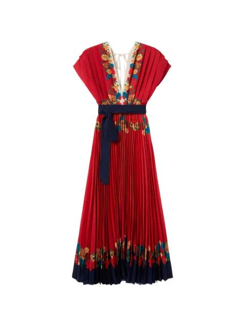 floral print pleated dress by LA DOUBLEJ