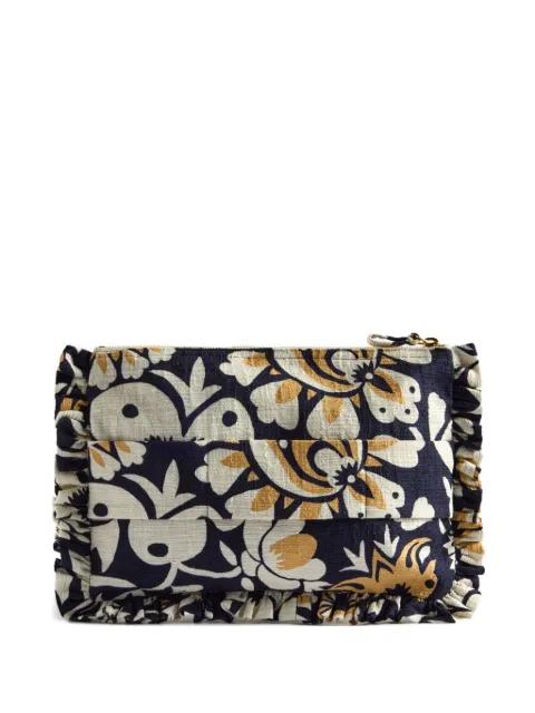 floral-print ruffled clutch bag by LA DOUBLEJ