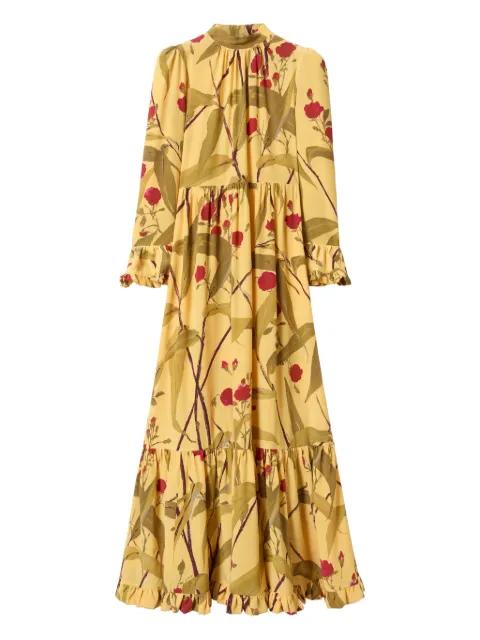 floral-print ruffled maxi day dress by LA DOUBLEJ