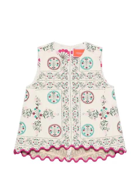 floral-print scalloped-hem blouse by LA DOUBLEJ