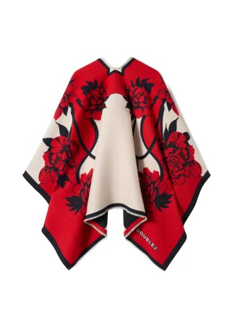 floral print wool poncho by LA DOUBLEJ