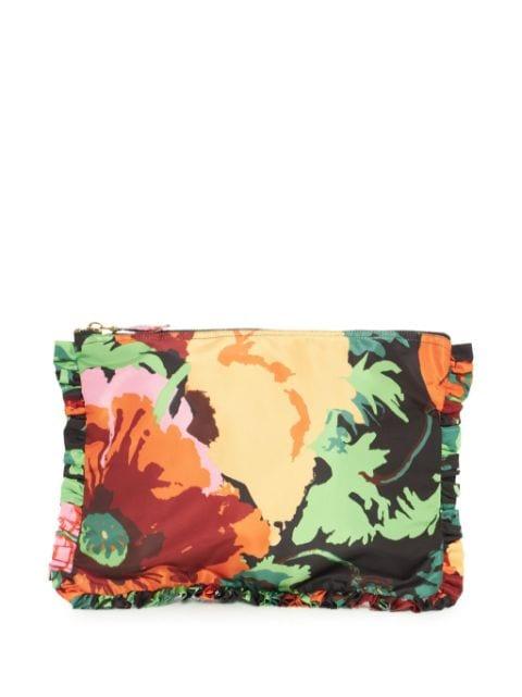 floral-print zipped clutch bag by LA DOUBLEJ