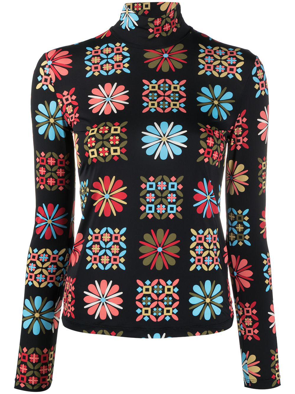 floral turtleneck top by LA DOUBLEJ