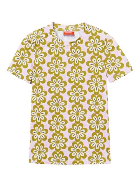 flower-print short-sleeve T-shirt by LA DOUBLEJ