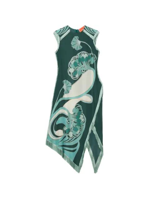 fringed floral dress by LA DOUBLEJ