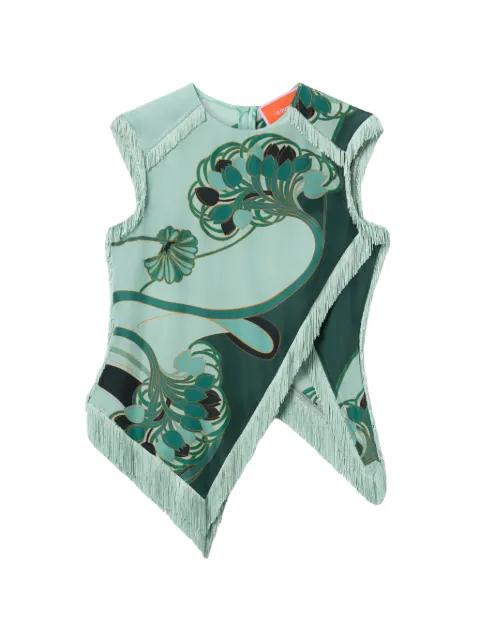 fringed floral top by LA DOUBLEJ