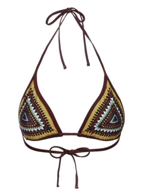 geometric-print bikini top by LA DOUBLEJ