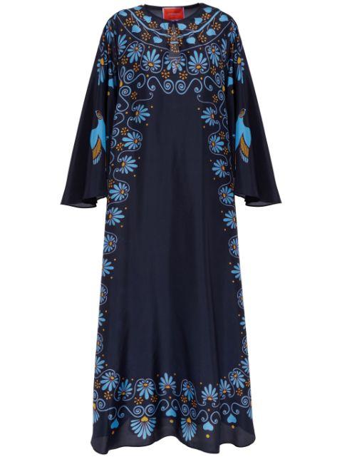 geometric-print silk kaftan by LA DOUBLEJ