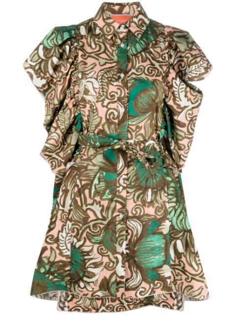 graphic-print ruffle-detail dress by LA DOUBLEJ
