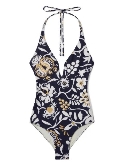 halter-neck floral swimsuit by LA DOUBLEJ