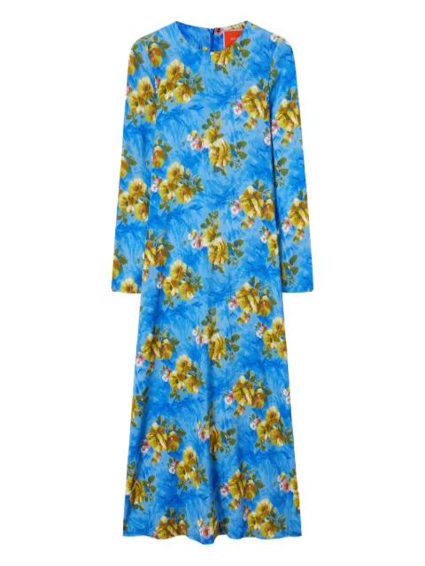 long-sleeve floral-print maxi dress by LA DOUBLEJ