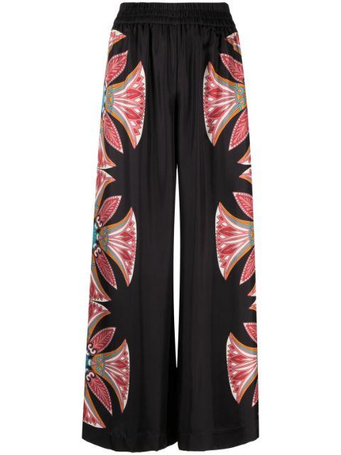 lotus-print silk palazzo pants by LA DOUBLEJ