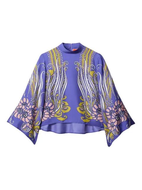 patterned mock-neck top by LA DOUBLEJ