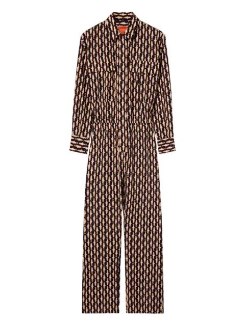 pilot fish-print collared jumpsuit by LA DOUBLEJ