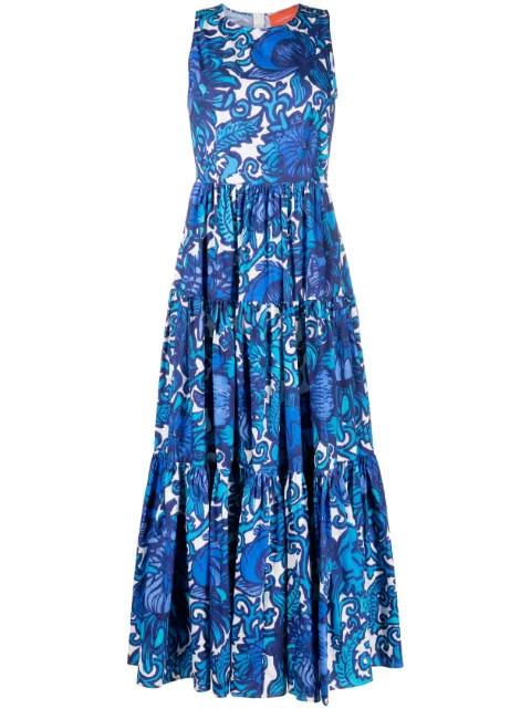 printed tiered cotton dress by LA DOUBLEJ