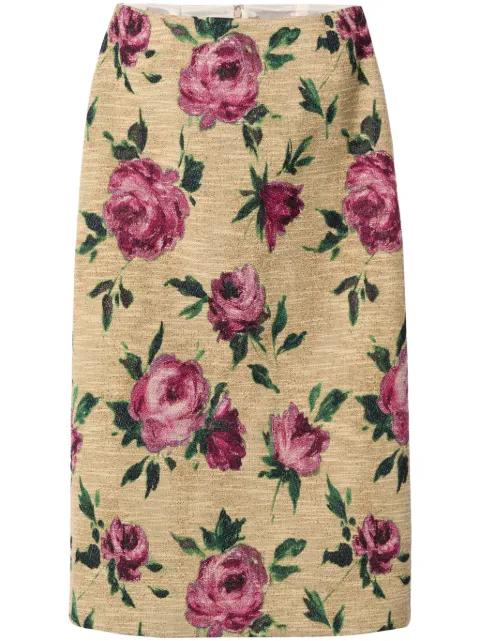 rose-print pencil skirt by LA DOUBLEJ