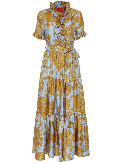 ruffle-trim floral-print dress by LA DOUBLEJ