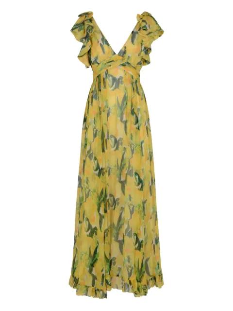 ruffled floral-print dress by LA DOUBLEJ