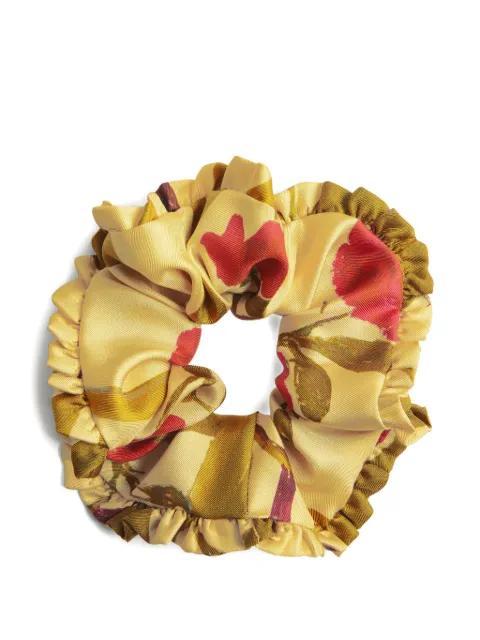 ruffled printed scrunchie (pack of three) by LA DOUBLEJ