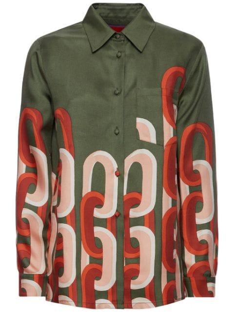silk geometric print shirt by LA DOUBLEJ