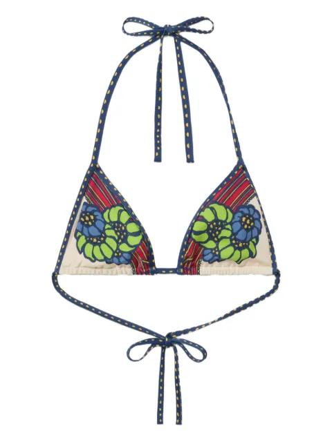 tie-detail floral bikini top by LA DOUBLEJ
