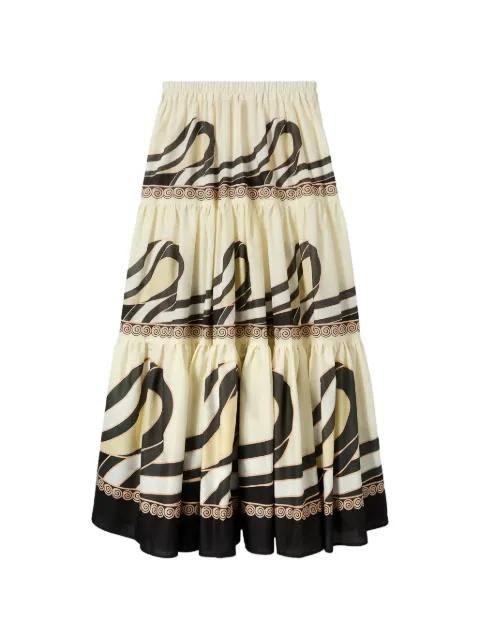 tiered print skirt by LA DOUBLEJ