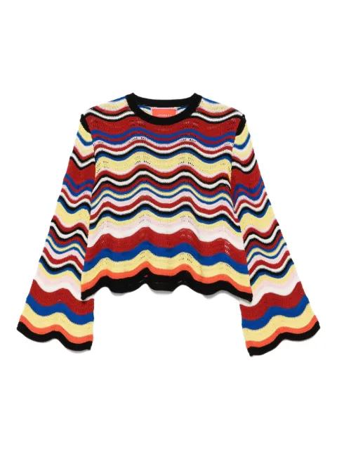 wave-pattern bell-sleeve sweater by LA DOUBLEJ