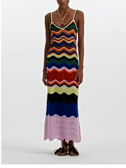 wave-pattern knitted maxi dress by LA DOUBLEJ