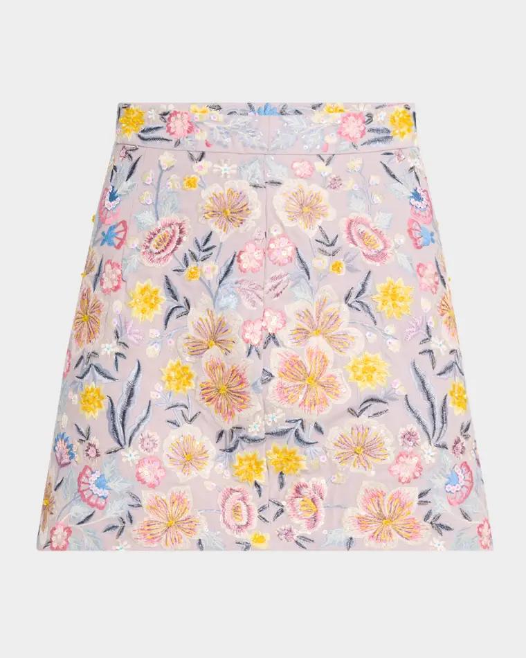Jolie Fleur Embroidered Mini Skirt by LA FUORI