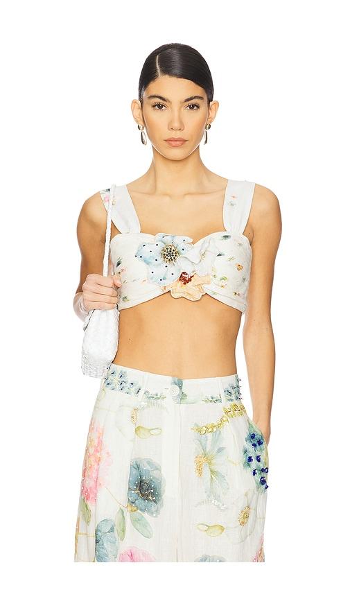 LA FUORI Blossom Belle Pleated Crop Top in Beige by LA FUORI