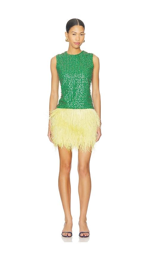 LA FUORI Emerald Crystal Embroidered Dress in Green by LA FUORI