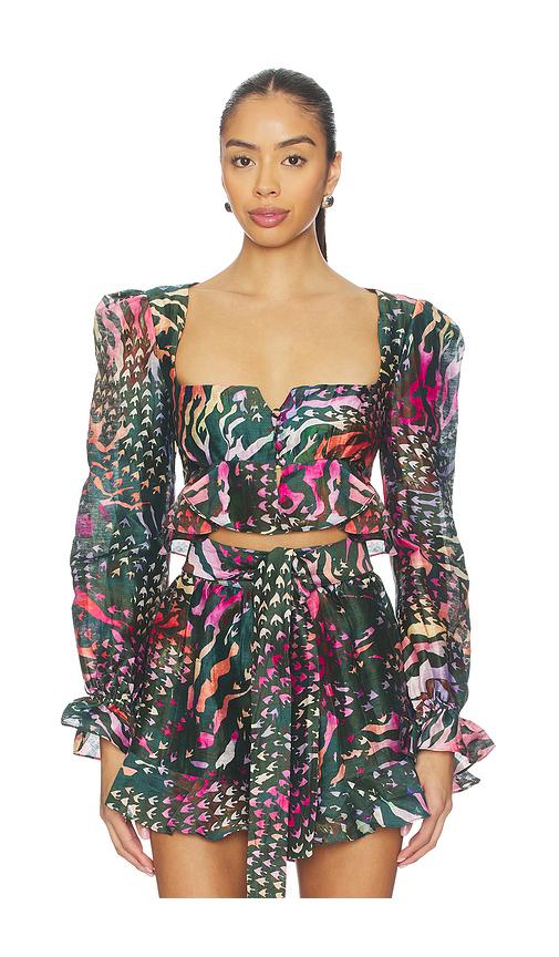 LA FUORI Graphic Jungle Top in Green by LA FUORI
