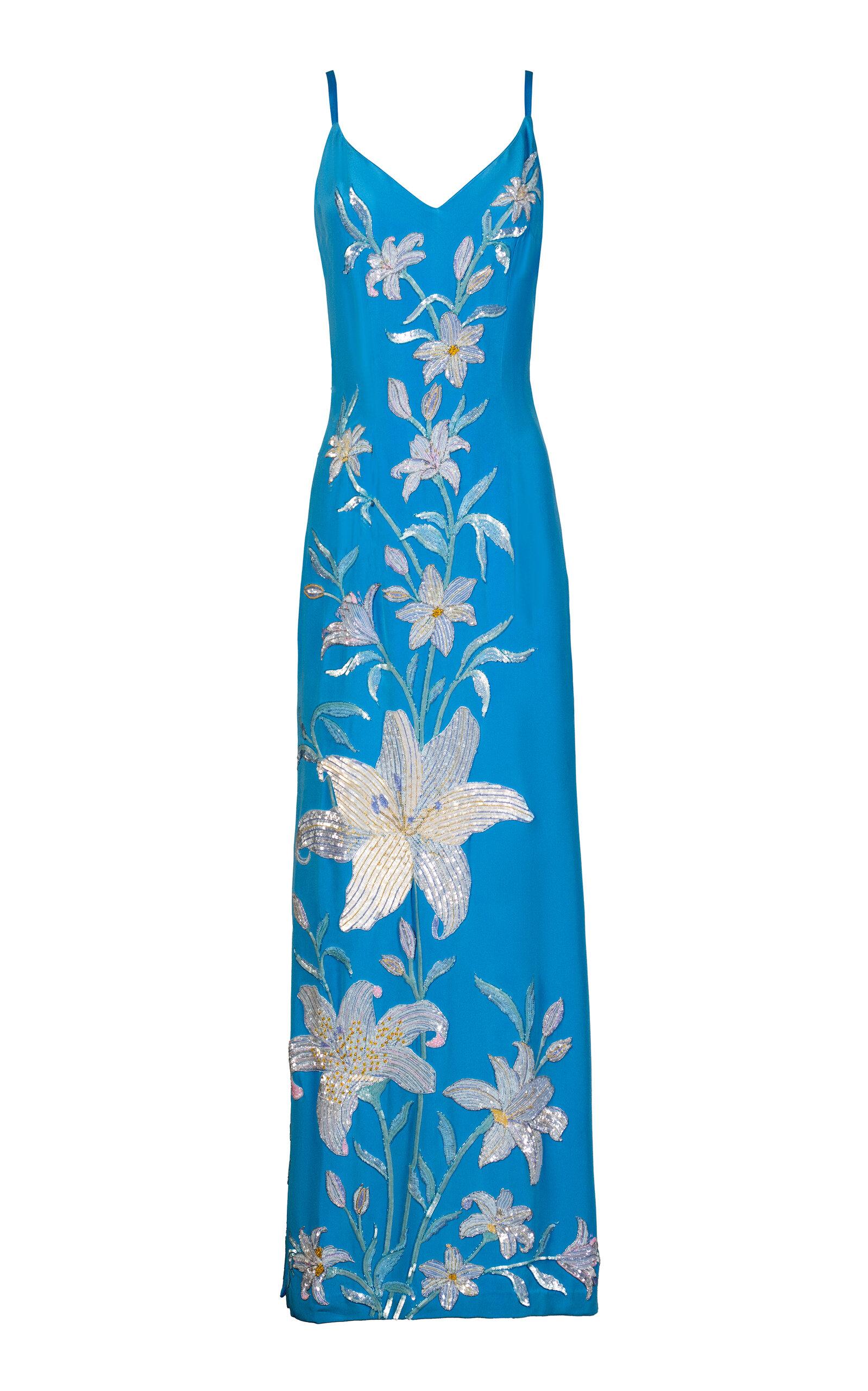 La Fuori Aqua Lily Garden Emb Embroidered Cape - Moda Operandi by LA FUORI