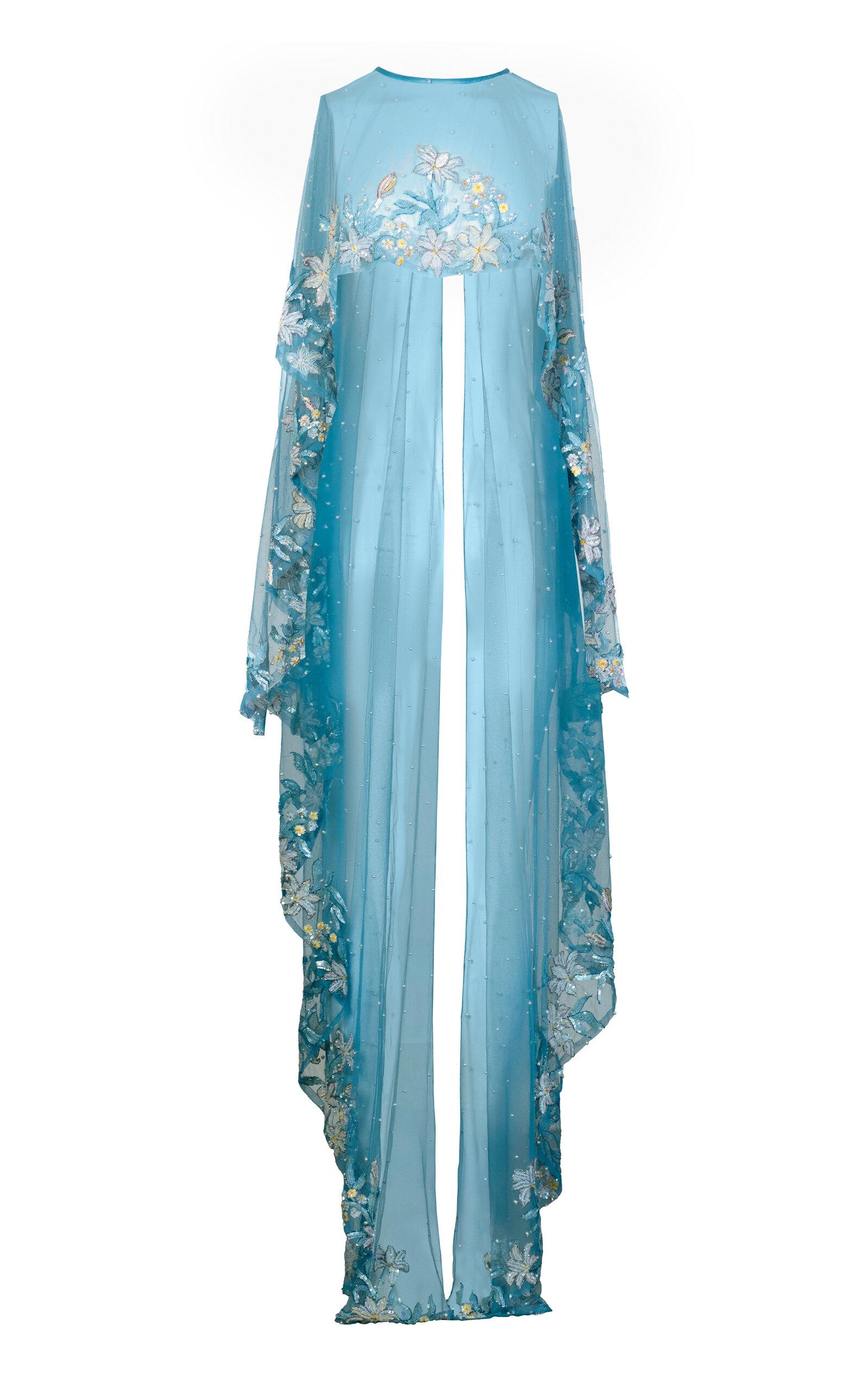 La Fuori Aqua Lily Garden Emb Embroidered Silk Dress - Moda Operandi by LA FUORI