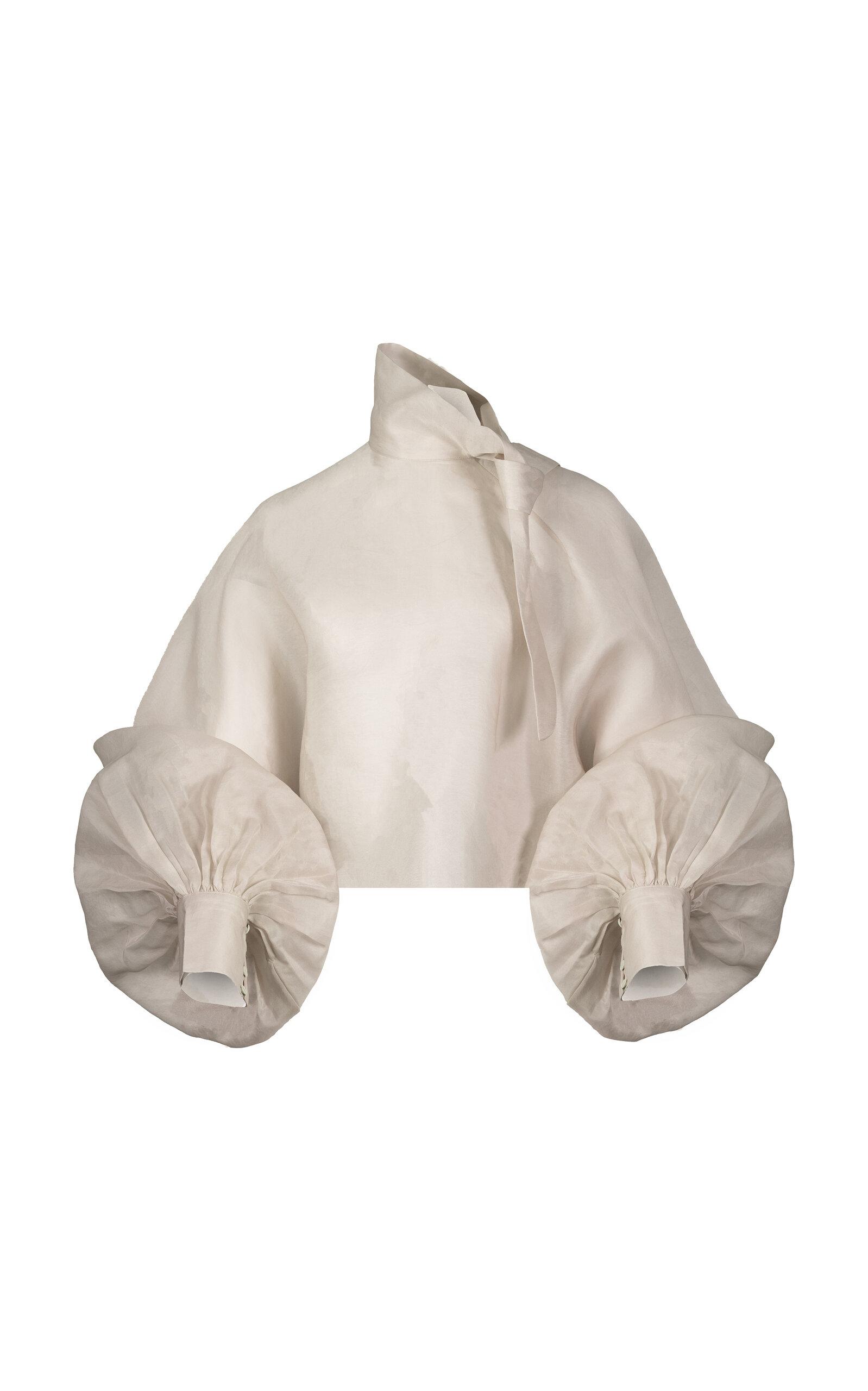 La Fuori Pearl Tie-Up Silk Top - Moda Operandi by LA FUORI