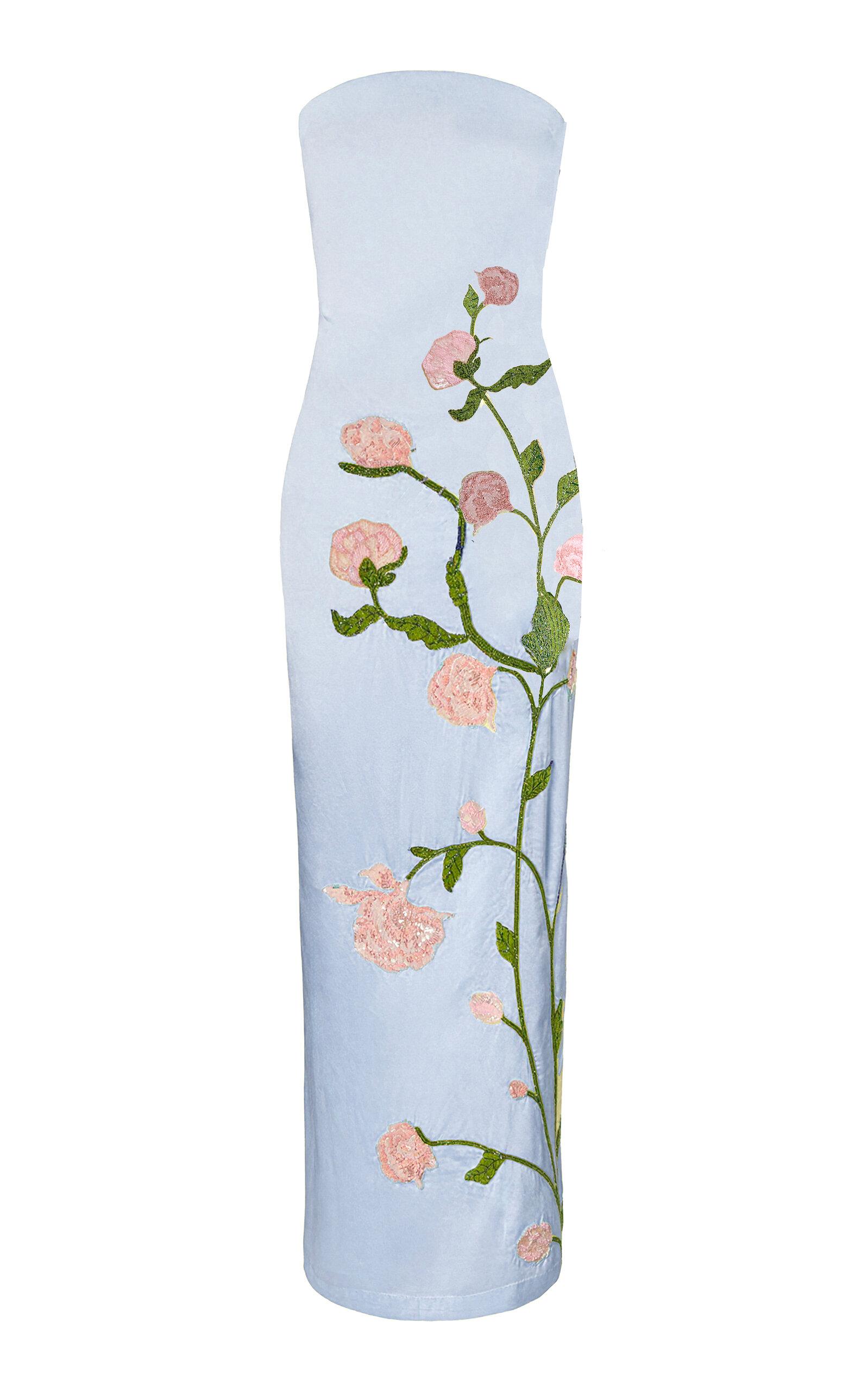 La Fuori Whispering Tapestry Embroidered Silk Satin Maxi Dress - Moda Operandi by LA FUORI