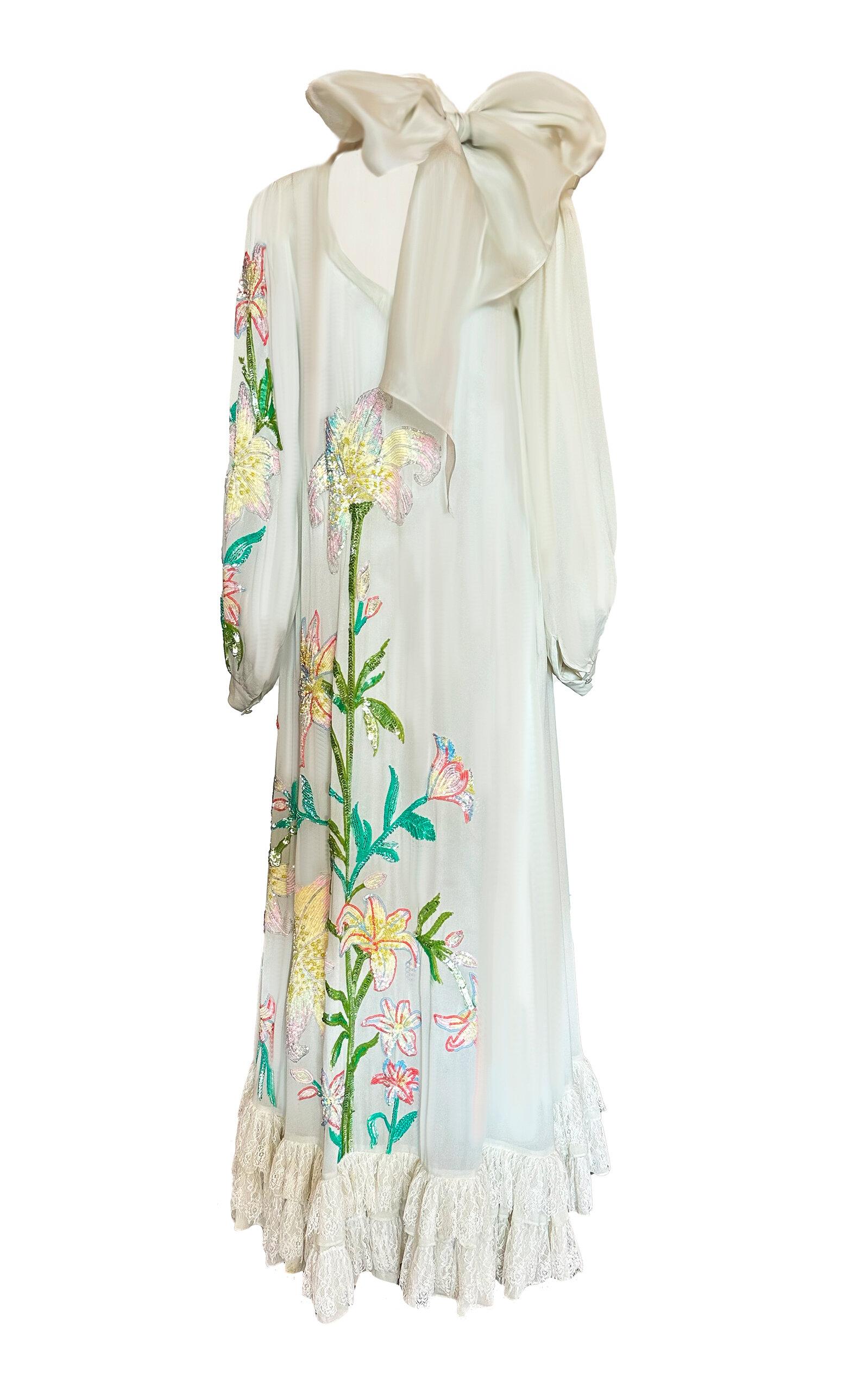 La Fuori White Whimsical Embroidered Silk Dress - Moda Operandi by LA FUORI