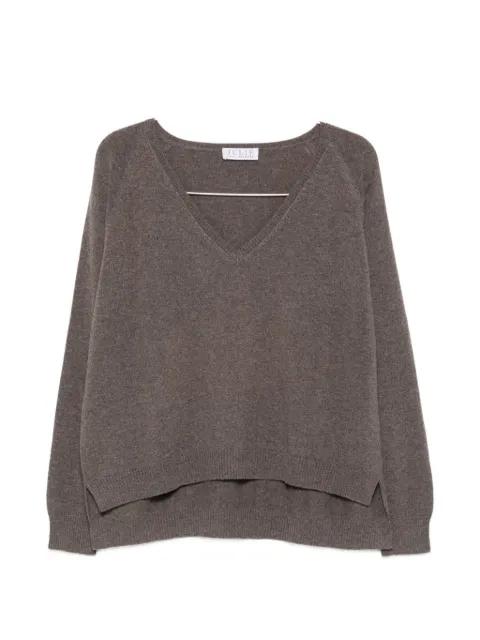 V-neck raglan-sleeve sweater by LA JULIE CASHMERE