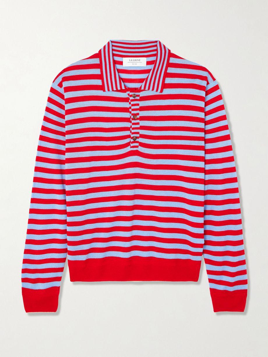 Ben striped silk, wool and cashmere-blend polo sweater by LA LIGNE Ben striped silk, wool and cashmere-blend polo sweater by LA LIGNE