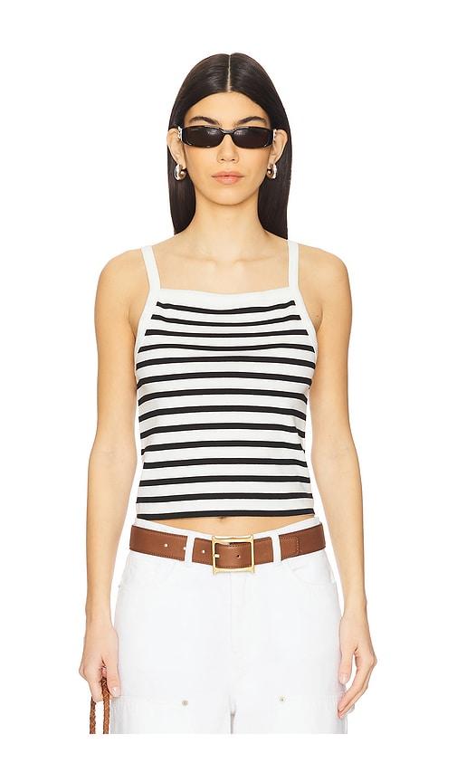 La Ligne Striped Cropped Tank in White by LA LIGNE