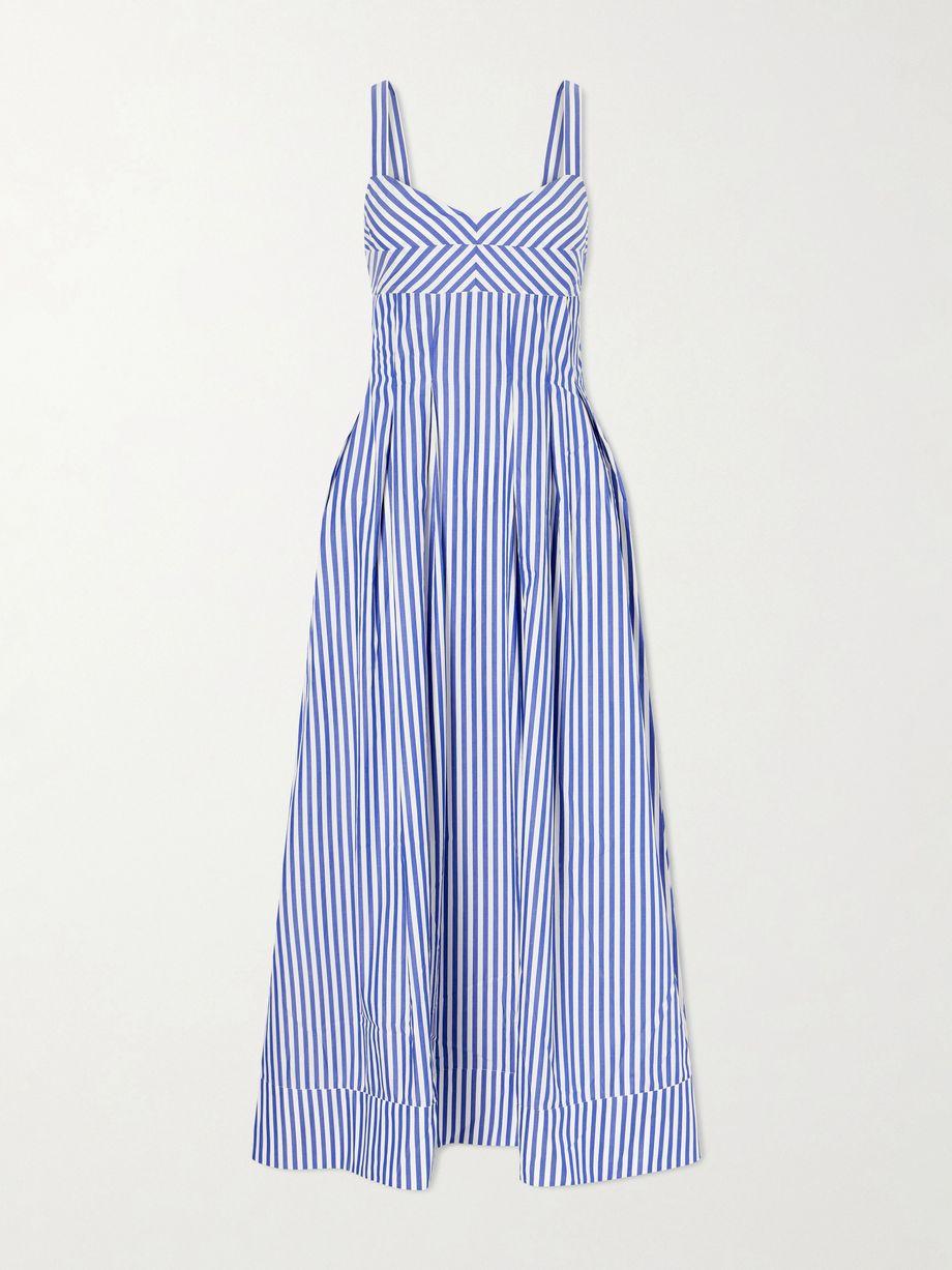 Madeline pleated striped cotton-poplin maxi dress by LA LIGNE