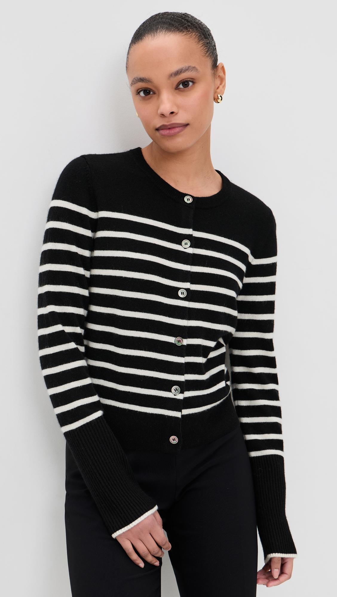 Stripe Lean Lines Cashmere Cardigan by LA LIGNE