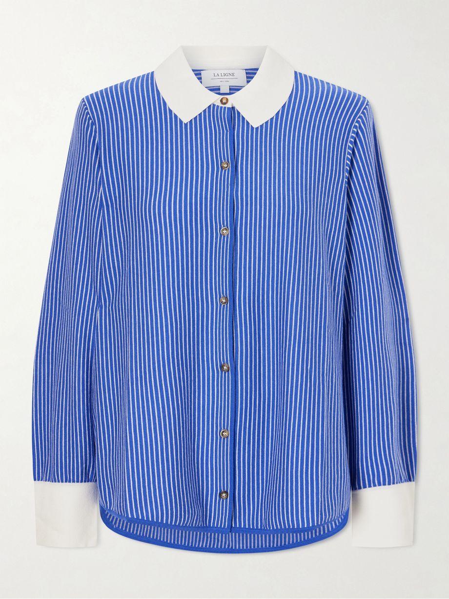 Striped cotton-blend knit shirt by LA LIGNE