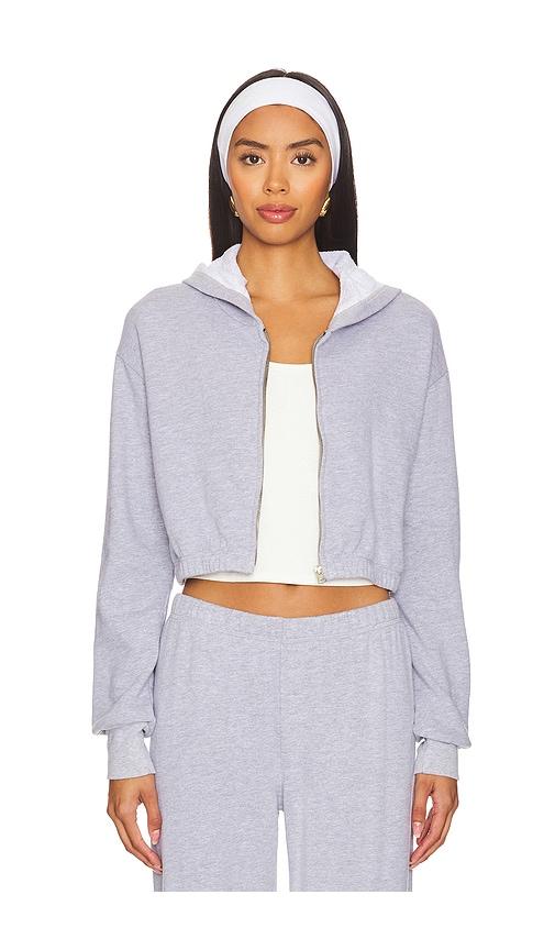 LA Made Zip Up Crop Hoodie in Grey by LA MADE